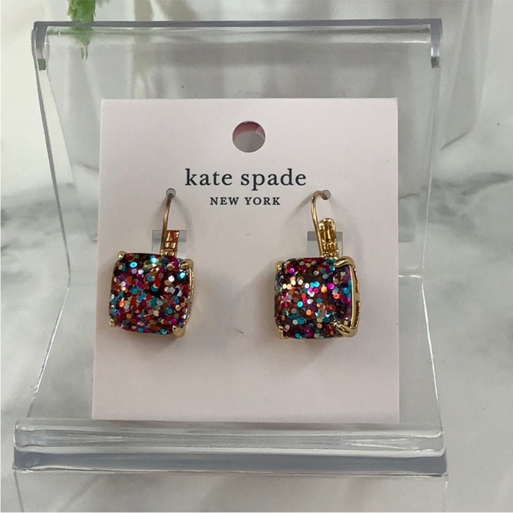 NWT Kate Spade Colorful Glitter Square Earrings